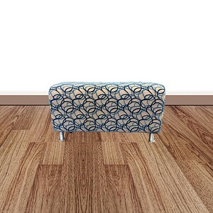 Blue Pattern Ottoman for Modern Office Decor.