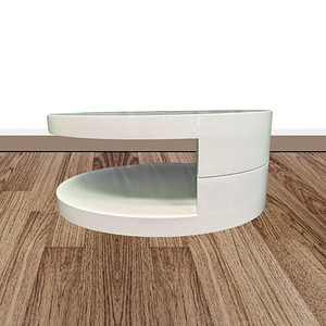 Modern round white table with unique open design, ideal for contemporary spaces.