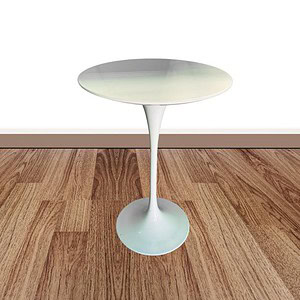 White tulip-style height-adjustable table ideal for modern workspaces and home offices.