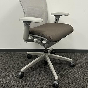 Haworth Zody ergonomic office chair with silver frame and two-tone design.
