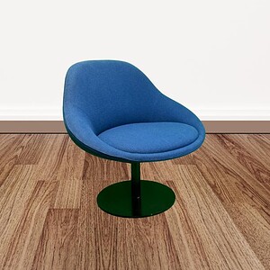 Blue Coalesse swivel chair with black base, ideal for contemporary office environments.