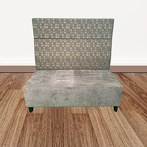 Grey high back banquet chair, perfect for events, conferences, and banquet halls.