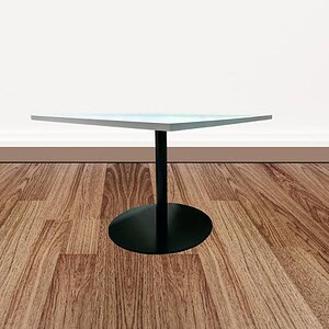 White top black steel base table for versatile office or commercial environments.