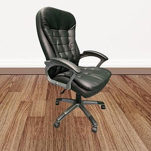 Black executive office chair with cushioned pillow top for comfort and support.