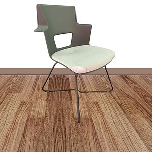 Steelcase Shortcut X chair in charcoal and grey with sleek design and metal legs.