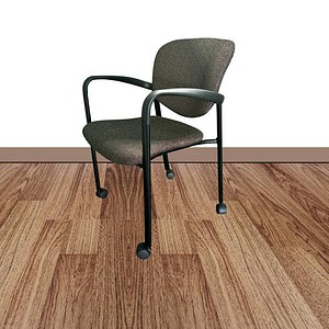 Haworth Improv dark stackable office chair with casters, ideal for modern workspaces.