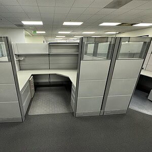 Herman Miller Ethospace cubicles in a 6x8 layout with open environment, ideal for modern office work.