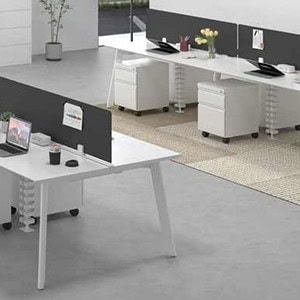 Versatile 6-person double-sided workspace table for modern offices.