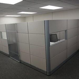 Modern Ethospace 70inT 10x8 glass and sliding door office cubicle.