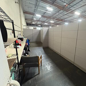 Ethospace room divider in a large workspace, 30ft x 86inT, modular office partition system.