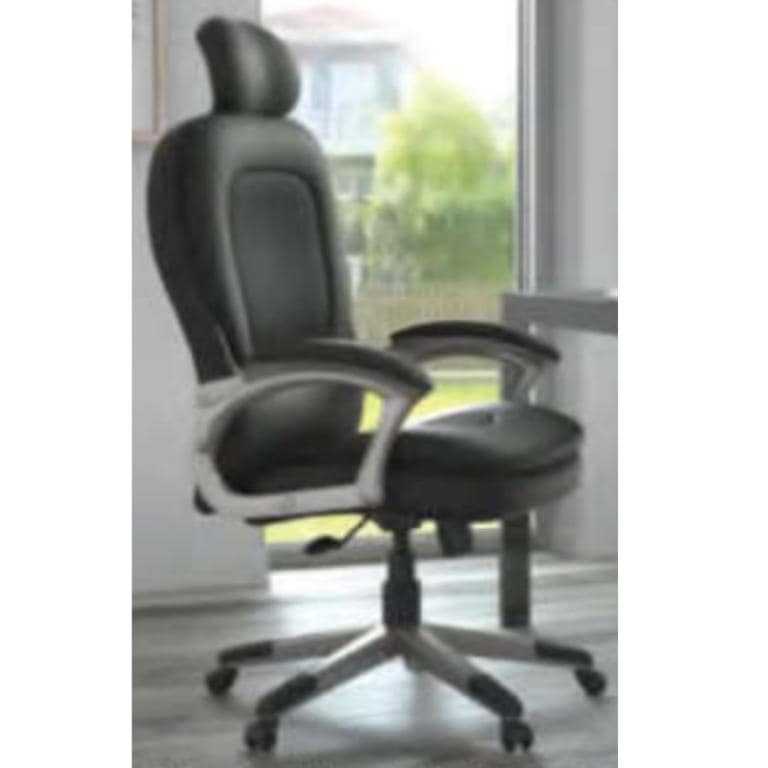 Office ergonomic chair with high back and headrest for comfort and support.