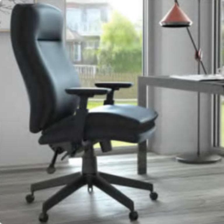 Modern black ergonomic office chair with adjustable features for comfort and support.