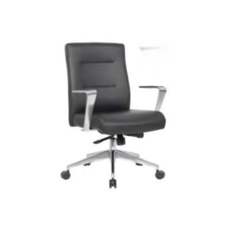 Modern black executive office chair with tilt lock mechanism for ergonomic comfort.