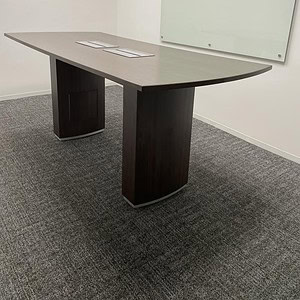 Modern Knoll 8x42 bar height conference table in office setting.
