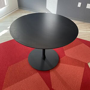 Modern black 3ft diameter occasional table for living room or office.