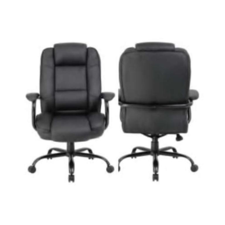 Comfortable black executive office chair with plush pillow top for optimal support.