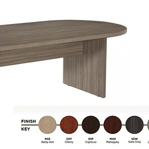 Modern conference table with 7 finish options, ideal for professional settings.