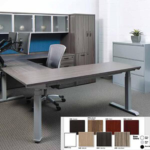 Electric U desk with 7 finishes for modern office setup. Ergonomic design, adjustable height, and du.