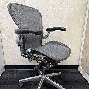 Aeron B ergonomic office chair with chrome frame in Tuxedo Graphite finish.