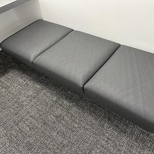 Knoll grey modern bench ottoman, 6x2x16, ideal for contemporary lounge and reception areas.