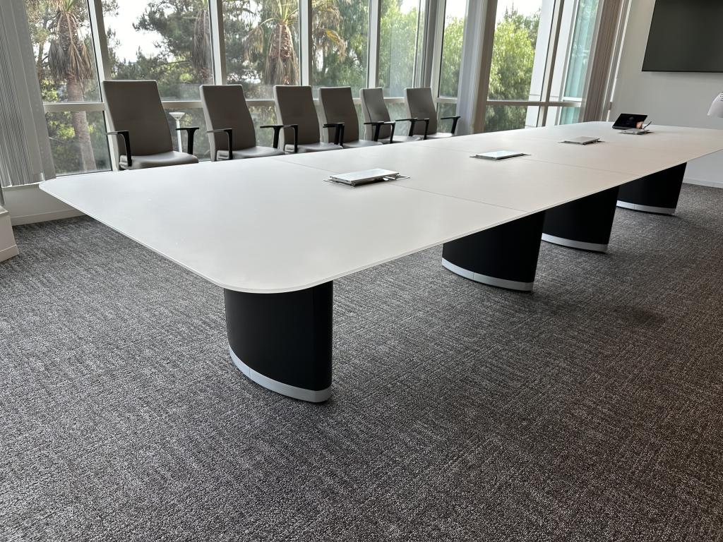 Knoll 18x5 black & white glass boat table