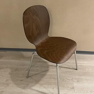 Knoll Veneer Espresso Stack Chair with sleek wooden finish and metal legs for versatile seating solu.