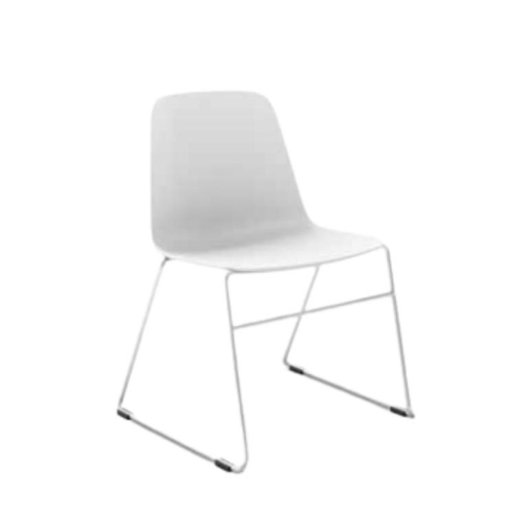 Poly shell sled chair for versatile seating solutions.