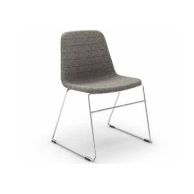 Modern fully upholstered Bree Sled chair for stylish office or lounge spaces.