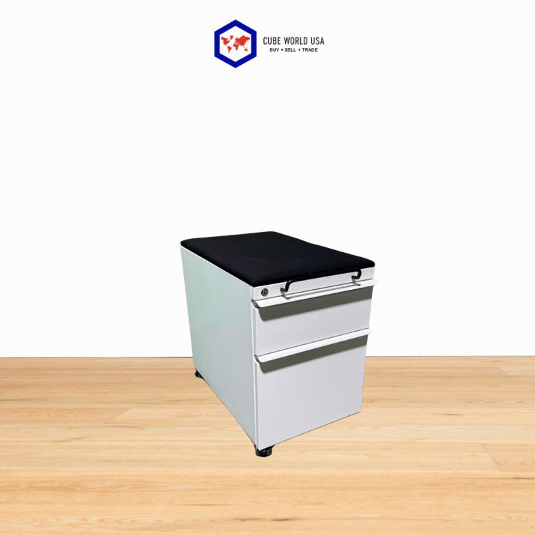 Knoll White Mobile Pedestal & Black Cushion