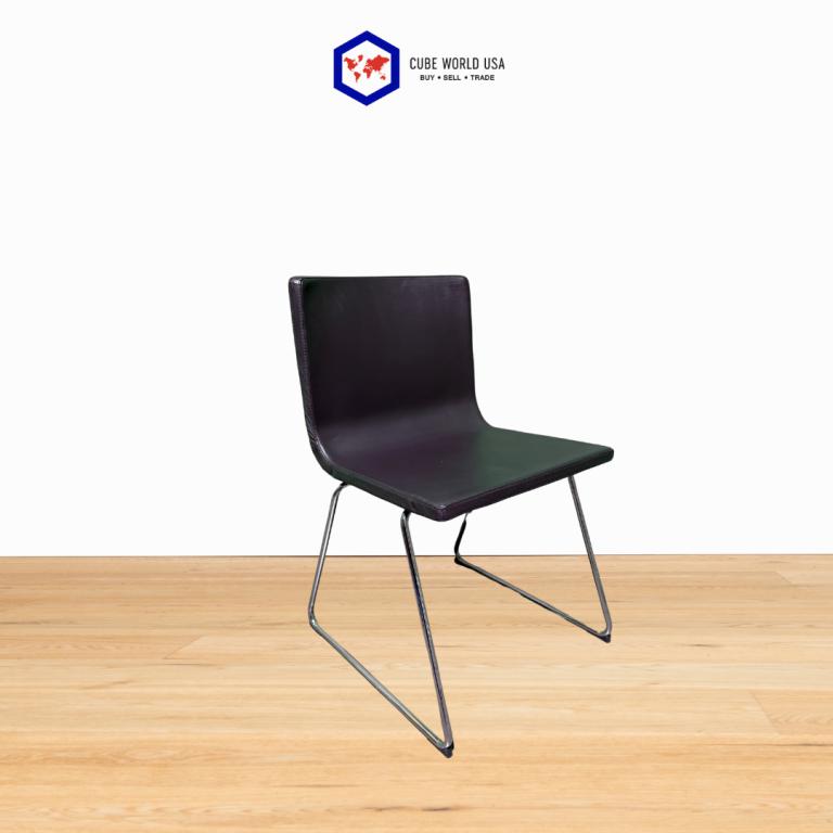 Black Bernhard chair with sled steel base for modern office or home use. Durable, stylish, and comfo.