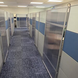 Private Cube with 70-inch tall sliding door for secure workspace privacy.