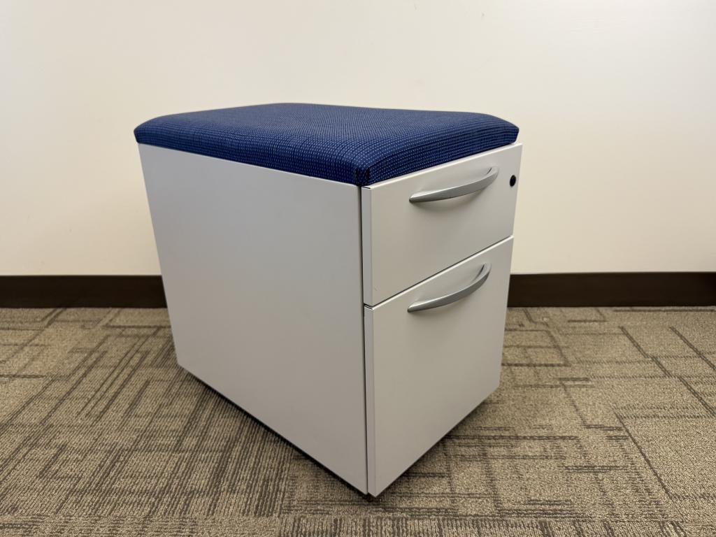 Kimball silver and blue BF mobile pedestal