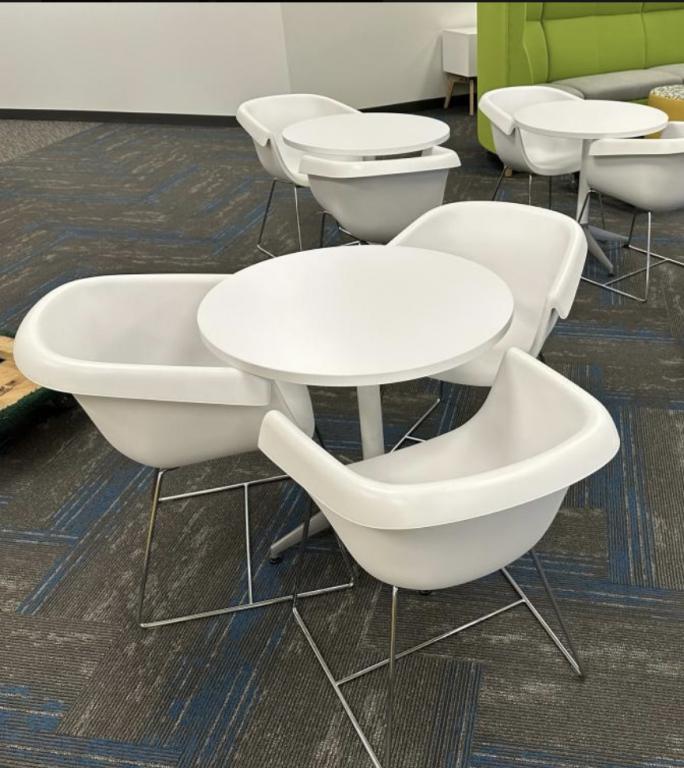 OFS White Modern Sled Base Chairs