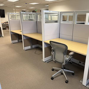 Ethospace glass cubicles with electric HAT at 70 inches tall.