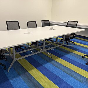 Modern Haworth like new 10x4.5ft powered conference table for meetings.