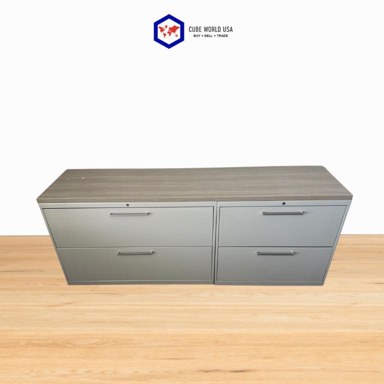 OFS Silver Lateral Credenza w/ Driftwood Top