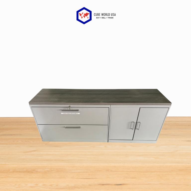 OFS Silver Combo Credenza with Driftwood Top