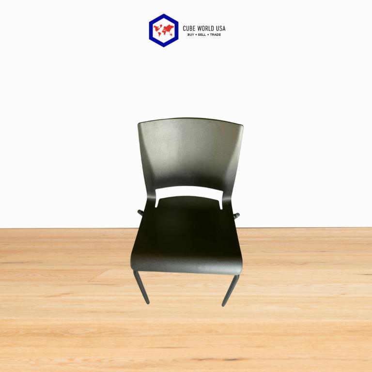 Black SitOnIt stacking chair for breakrooms and offices, durable and space-saving.