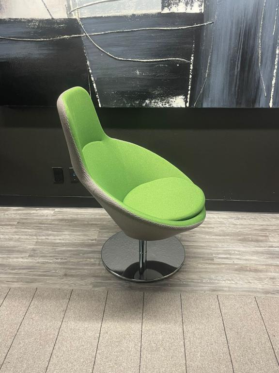 Allemuir Green Grey Swivel Chair Chrome Base