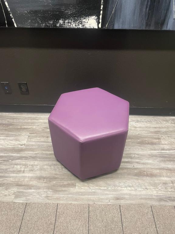 Hightower purple vinyl hexagonal ottoman