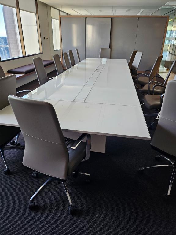 Allsteel White Glass 18x5 Powered Table