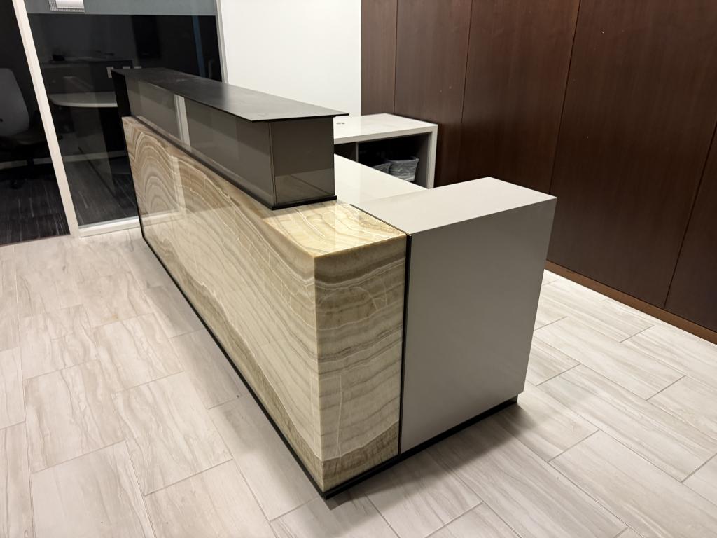 Allsteel Reception Custom Desk Marble Finish