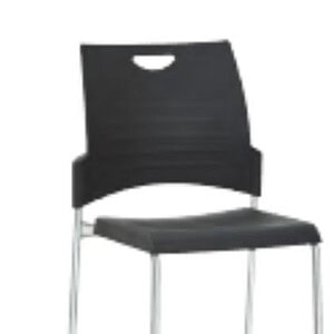 Black sled bar height chair with easy-to-clean surface and durable frame.