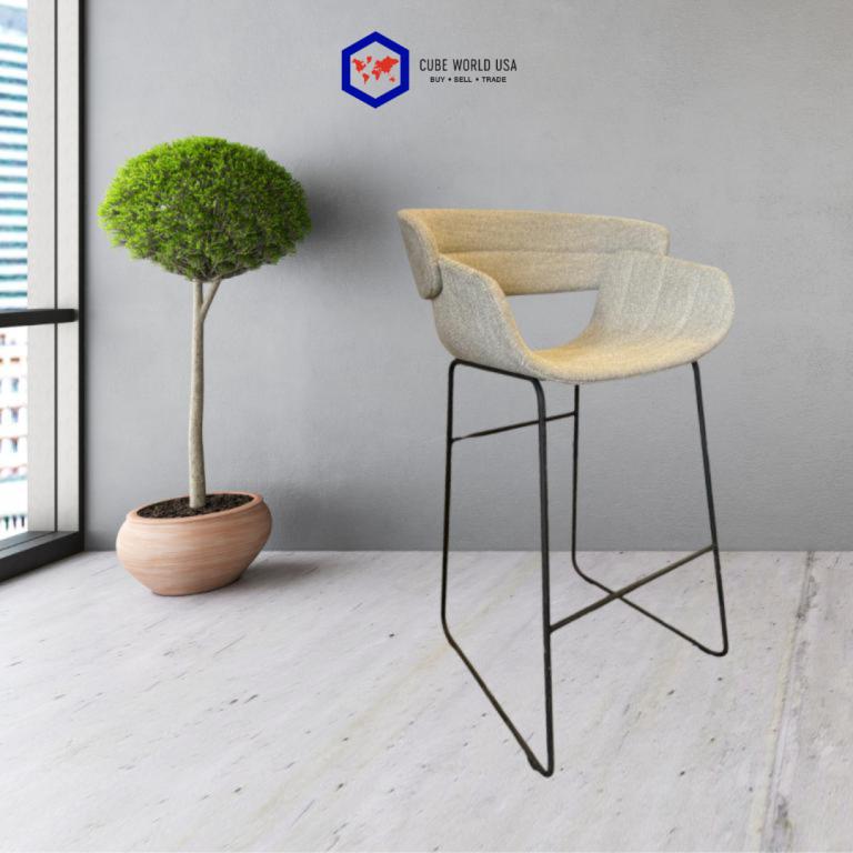 Blue Dot Racer beige seat with black frame for comfortable seating.