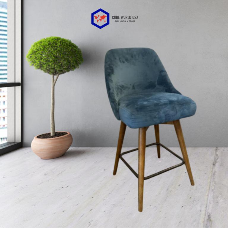 West Elm Blue Counter Height Swivel Stool