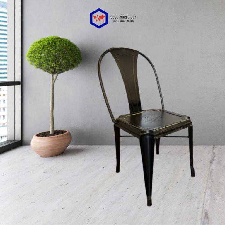 We Work Black Metal Rivetted Stack Chair