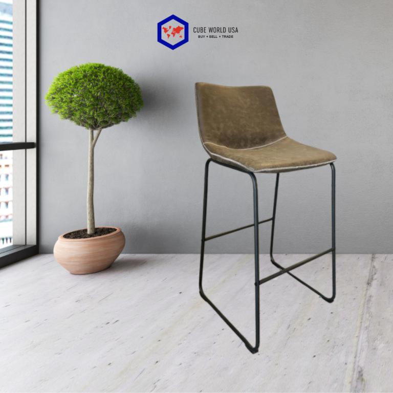 We Work Soft Brown & Black Bar Height Stool