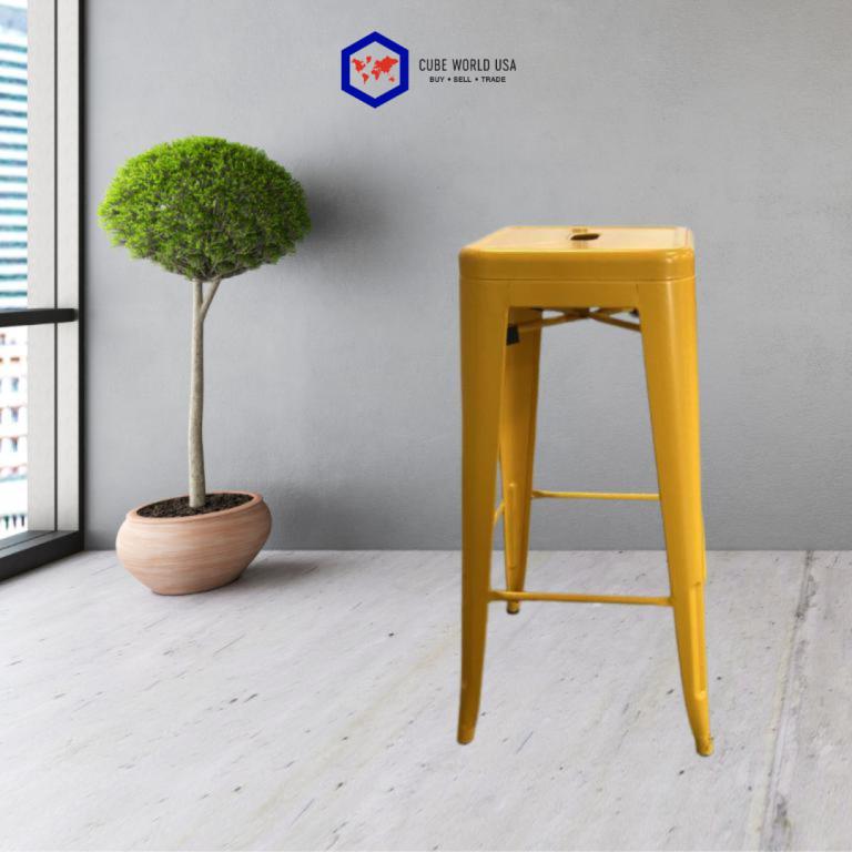 We Work yellow counter height stool