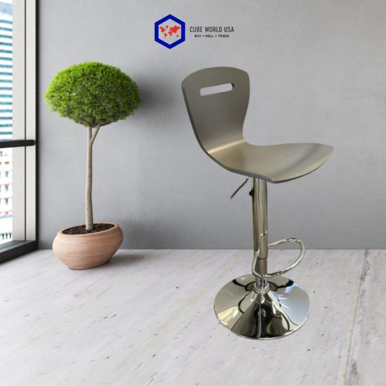 West Elm Chrome & Grey Adjustable Stool