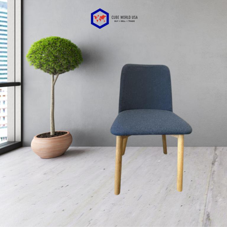 Blue Dot Chip White Oak & Blue Accent Chair